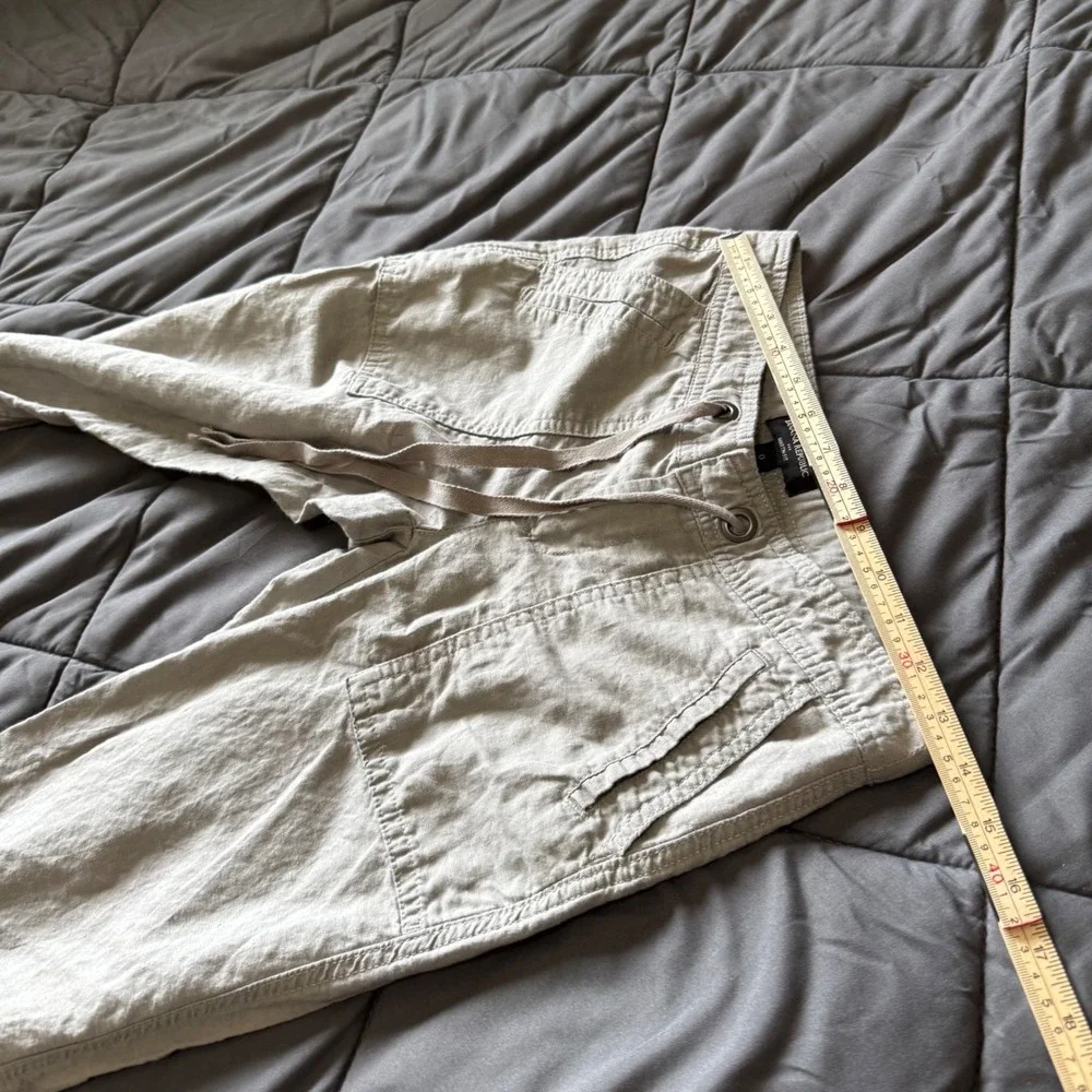 Banana Republic Martin Fit Pants Womens 0 Grey Excellent Linen Blend Utility